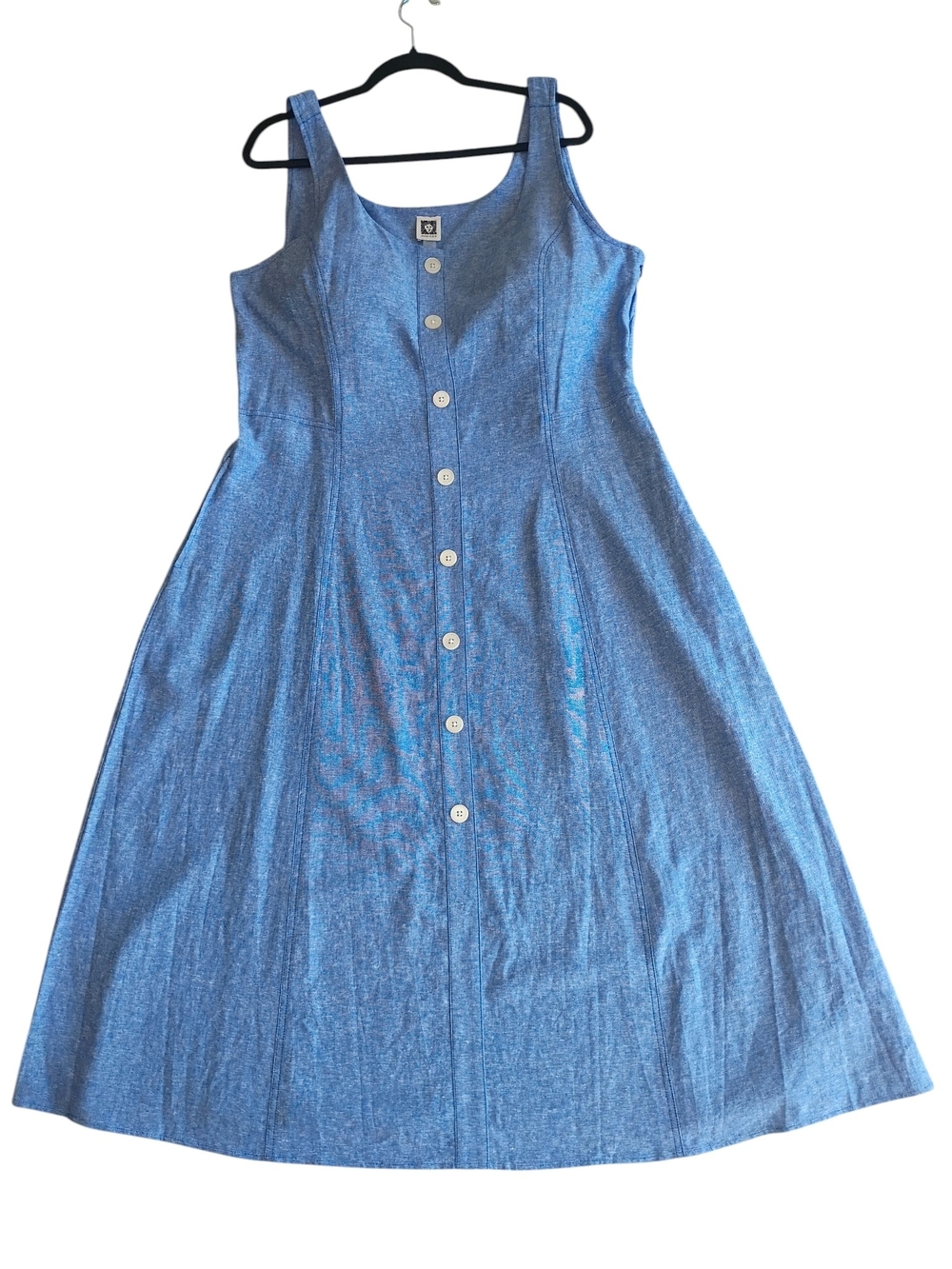 Anne Klein Blue Sleeveless Button-Front Maxi Dress